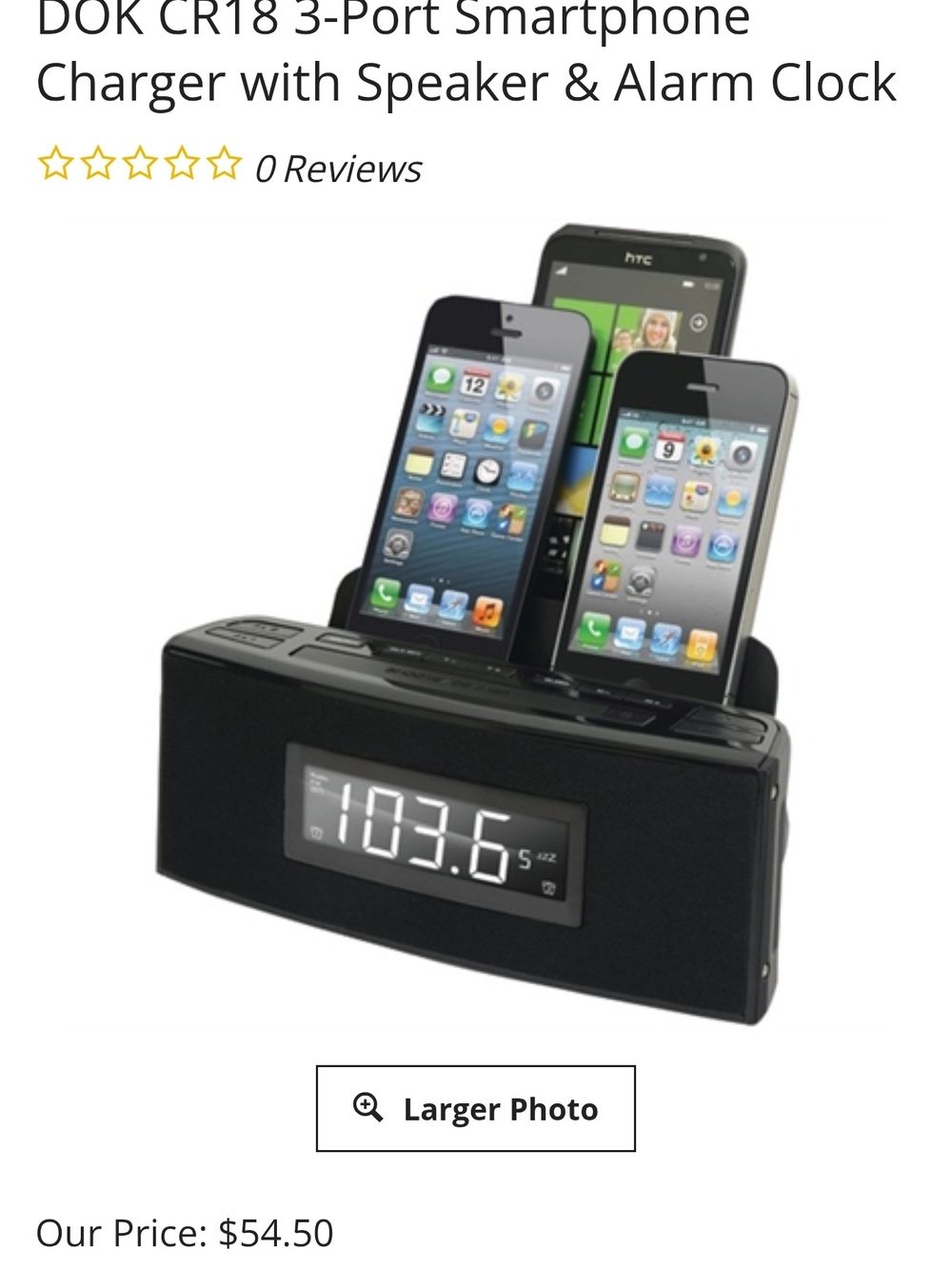 3-Port Charging Dock w/ Speaker & Alarm